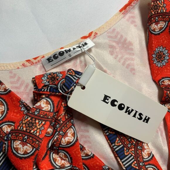 Women's  Deep V-Neck Boho Floral Wrap Dress summer style and color size small - Picture 3 of 11